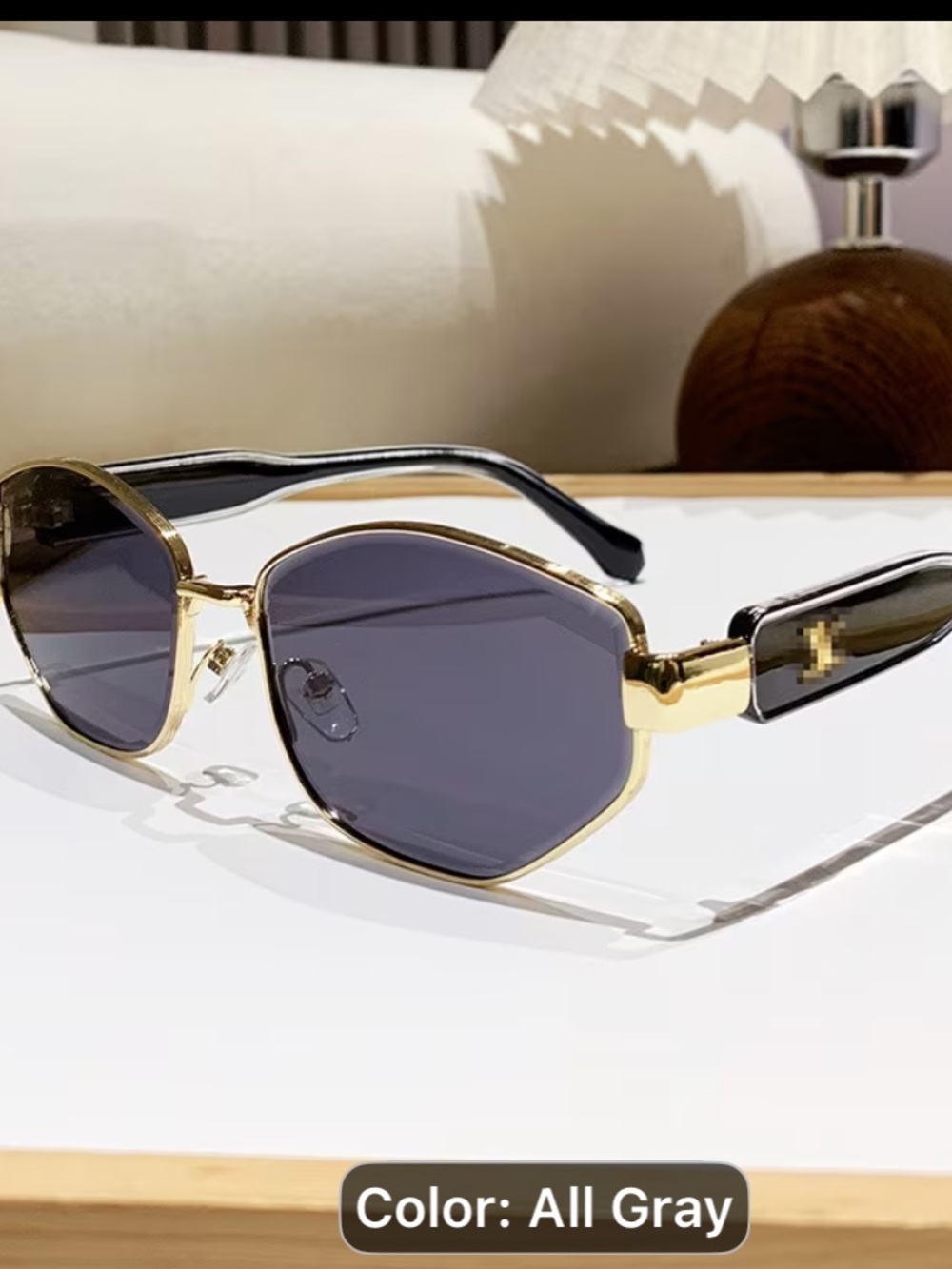 Designer Style Gray Lens Gold Frame Women's Fashion Sunglasses